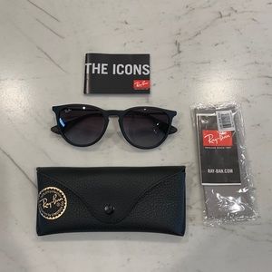 Ray Ban Erika round sunglasses in matte black.